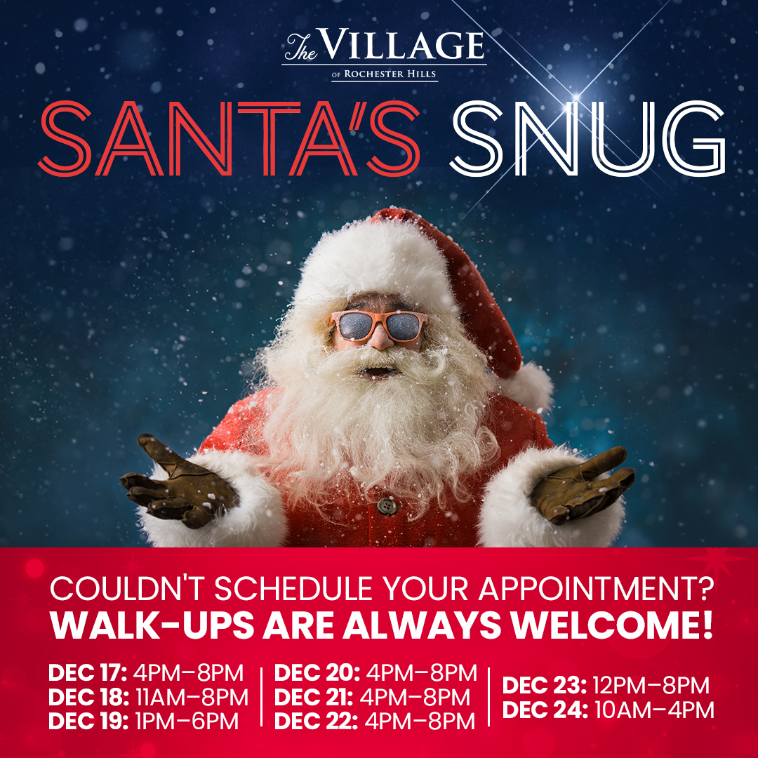 VORH_Connect's tweet photo. If you don't have an appointment to see Santa this week, don't fret! Walk-ups are available for all the days and times Santa is at the Village. Just visit Santa's helper on the day of your visit to get signed up. https://t.co/qrPkipw7Pj