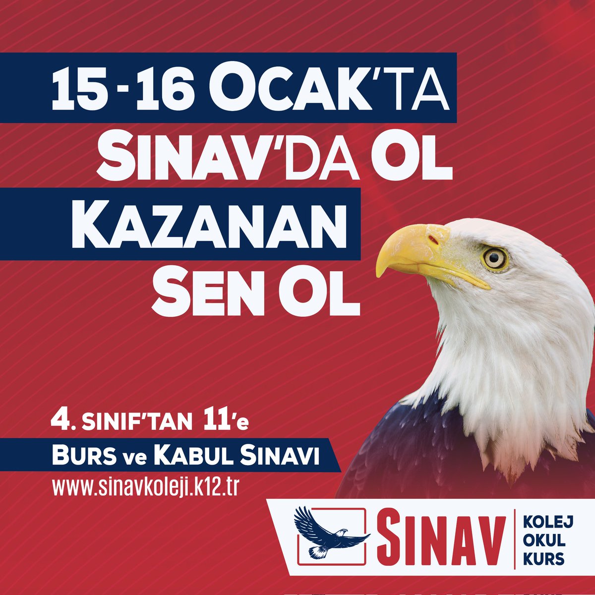 Kabul ve bursluluk sınavı 15-16 Ocak 2022 Cumartesi-Pazar günleri yapılacaktır. Son başvuru tarihi 15 Ocak 2022 Cumartesi günüdür. 
Başvuru  için: sinavkoleji.k12.tr/?h=362&kabul_v…