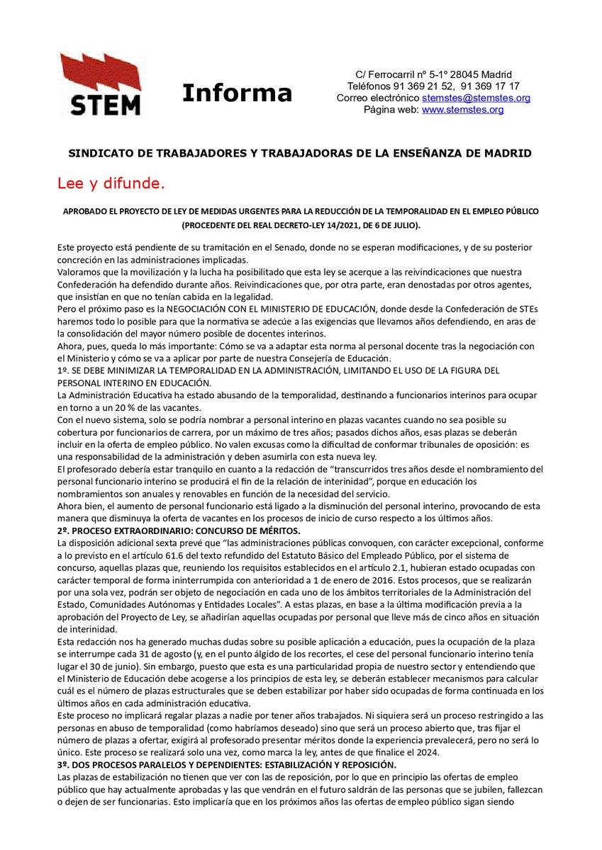 stemstes's tweet photo. #EstabilidadInterina
#EstabilidadYa
Estaremos vigilantes ante la aplicación del RD https://t.co/Jfmjgj7ne2