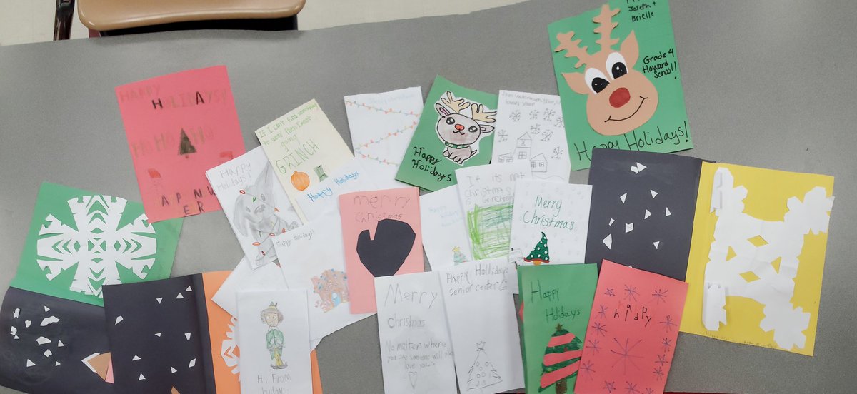 Little_Leos's tweet photo. The Little Leo's Club is spreading Holiday cheer by making Holiday Cards for the Senior Center and WB Lifecare.  Thank you to @deborahlholland and @AmyMarsh0112 for having your classes create cards to help us reach our goal!  We are half way there! #WBwildcats #HowardRocks https://t.co/kmPdYpsttN