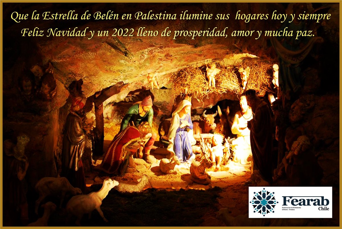 FearabCl's tweet photo. La Federación de entidades Chile Árabes, Fearab Chile, les desea unas felices fiestas, llenas de Bendiciones, Amor, Salud y Paz.
عيد ميلاد مجيد
#Fearab #navidad #feliz2022 https://t.co/veMawuj3DI
