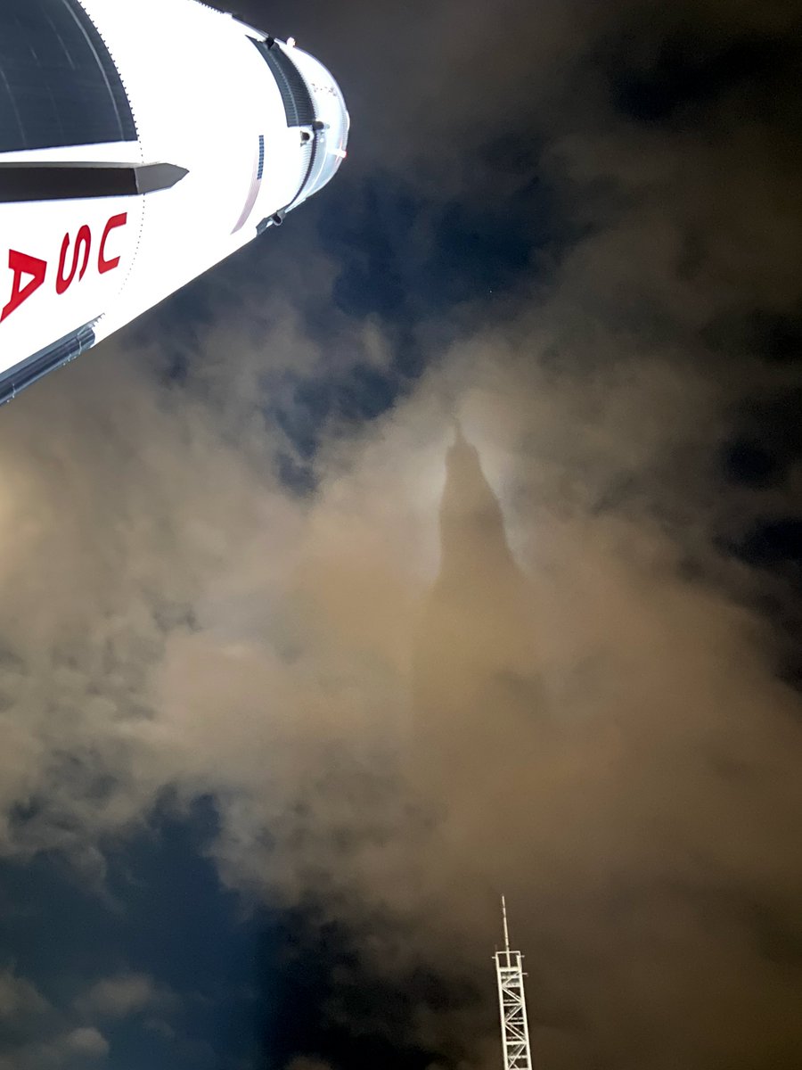 HopsMom19's tweet photo. Great time at the Axient party at the U.S. Space &amp; Rocket Center last night.  Loved the shadow of the Saturn V projected onto the clouds. @RocketCenterUSA   @AxientCorp https://t.co/XsO9vblbJf