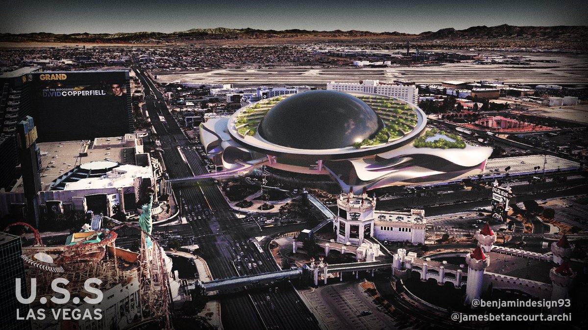 ArashMarkazi's tweet photo. Here’s a new Las Vegas baseball stadium concept from @daben__man. This is the Tropicana site that the Oakland A’s have reportedly targeted for a new $1 billion stadium. The concept for this ballpark is it’s a domed baseball themed hotel with a dual video board outside and inside. https://t.co/gYPb9e2plM