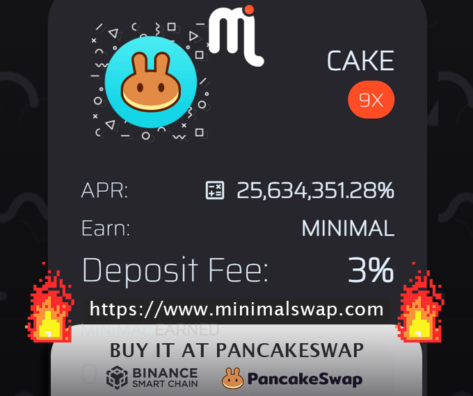 MinimalSwap's tweet image. minimalswap.com
Farm launched

$Minimal:
pancakeswap.finance/swap?inputCurr…

3% Deposit Fee 
Extra Juicy APR

#TokenSale #YieldFarming #BSC #binancesmartchain #DeFi #hiddengem #binance #tokens #token #BSCGem #ETH #BNB #BUSD #CAKE #BTC #bitcoin #Ethereum #airdrop