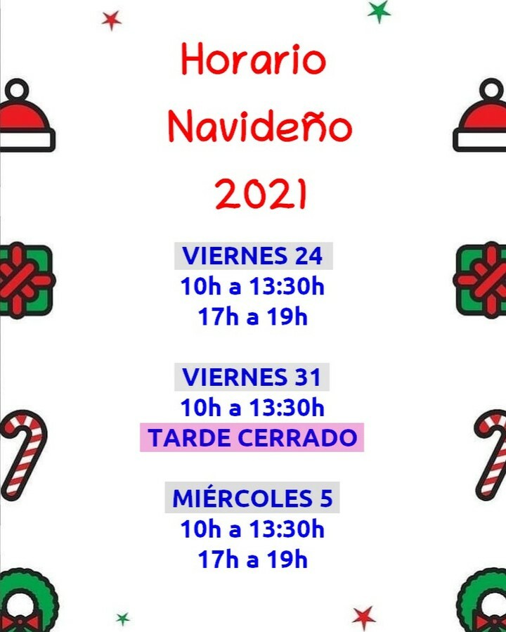 Este es nuestro horario de apertura para estas fiestas