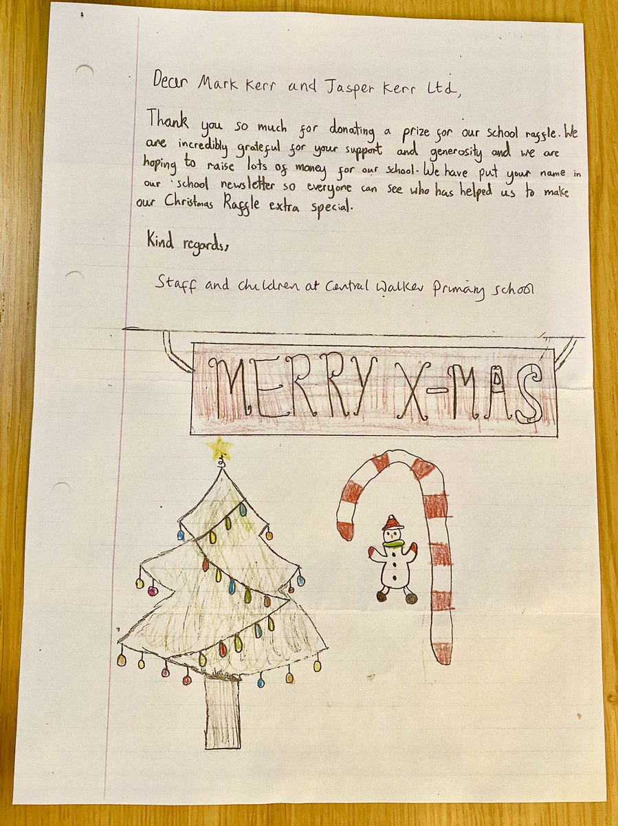 It was a lovely surprise to receive this thank you letter from the children at <a href="/centralwalkerce/">CentralWalkerPrimary</a> primary school thanking us for the vouchers we donated to their Christmas raffle 😀
It was our pleasure and we hope the school raised lots of money 🤗 
#donation #merrychristmas