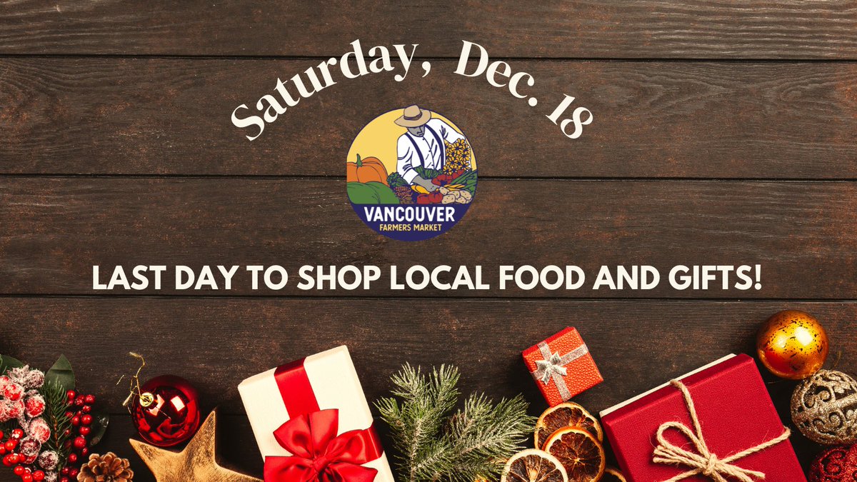 Keep your holiday  dollars local and join us for ☝️ last market day today until 2 p.m. in downtown Vancouver. Wreathes, garlands, dried flowers, farm fresh produce and unique gifts  abound! #vancouverfarmersmarket #holidaymarket