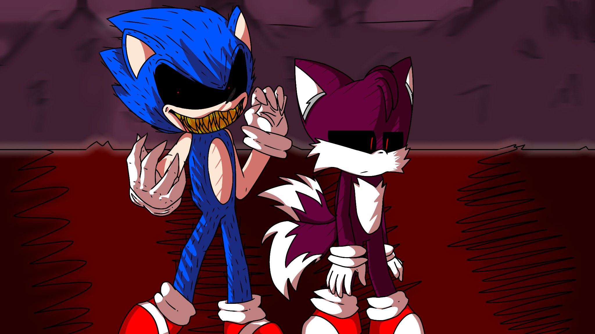 Kax on X: old art i've made about Sonic.exe and Dead Tails, i got inspired  by the Tails design from the unreleased version of the Exe mod in SRB2,  it's a really