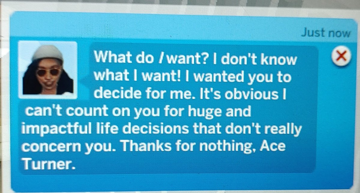WeirdMusketeer's tweet photo. @lilsimsie so the same thing happened to me, she asked me if she should marry me... I said: decide for yourself. She did not appreciate that. Oops. #TheSims4 #TheSims https://t.co/srDqGfXJz9