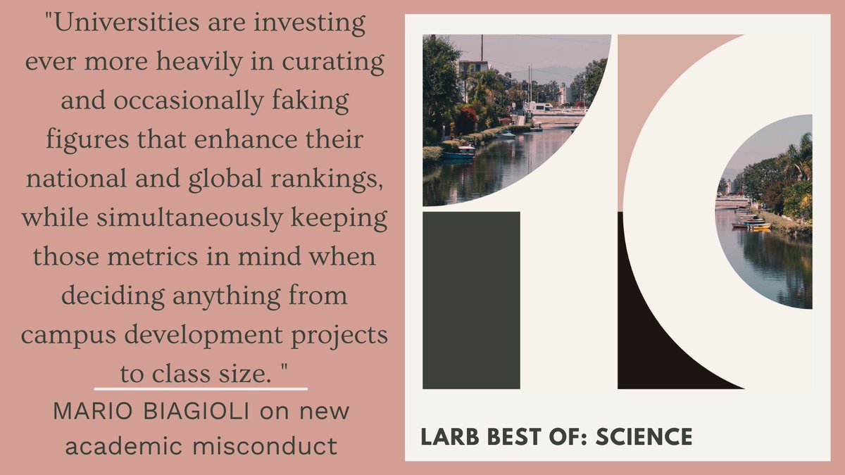 LAReviewofBooks's tweet photo. Featured in LARB's Best Of: Science, Mario Biagoli's essay explores metrics and academic misconduct. #10YearsofLARB https://t.co/Bmp80sjtVr https://t.co/FWyhkpfM0m