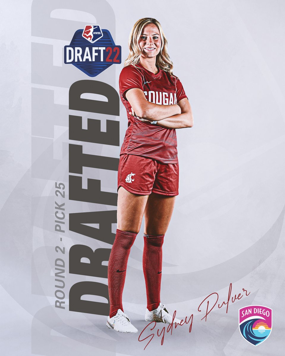 WSUCougarSoccer's tweet photo. At No. 25 - Sydney Pulver goes to @sandiegowavefc 
The iron woman of Coug soccer is headed to the beach and the newest franchise in the @NWSL
#GoCougs https://t.co/tRVzflTuFP