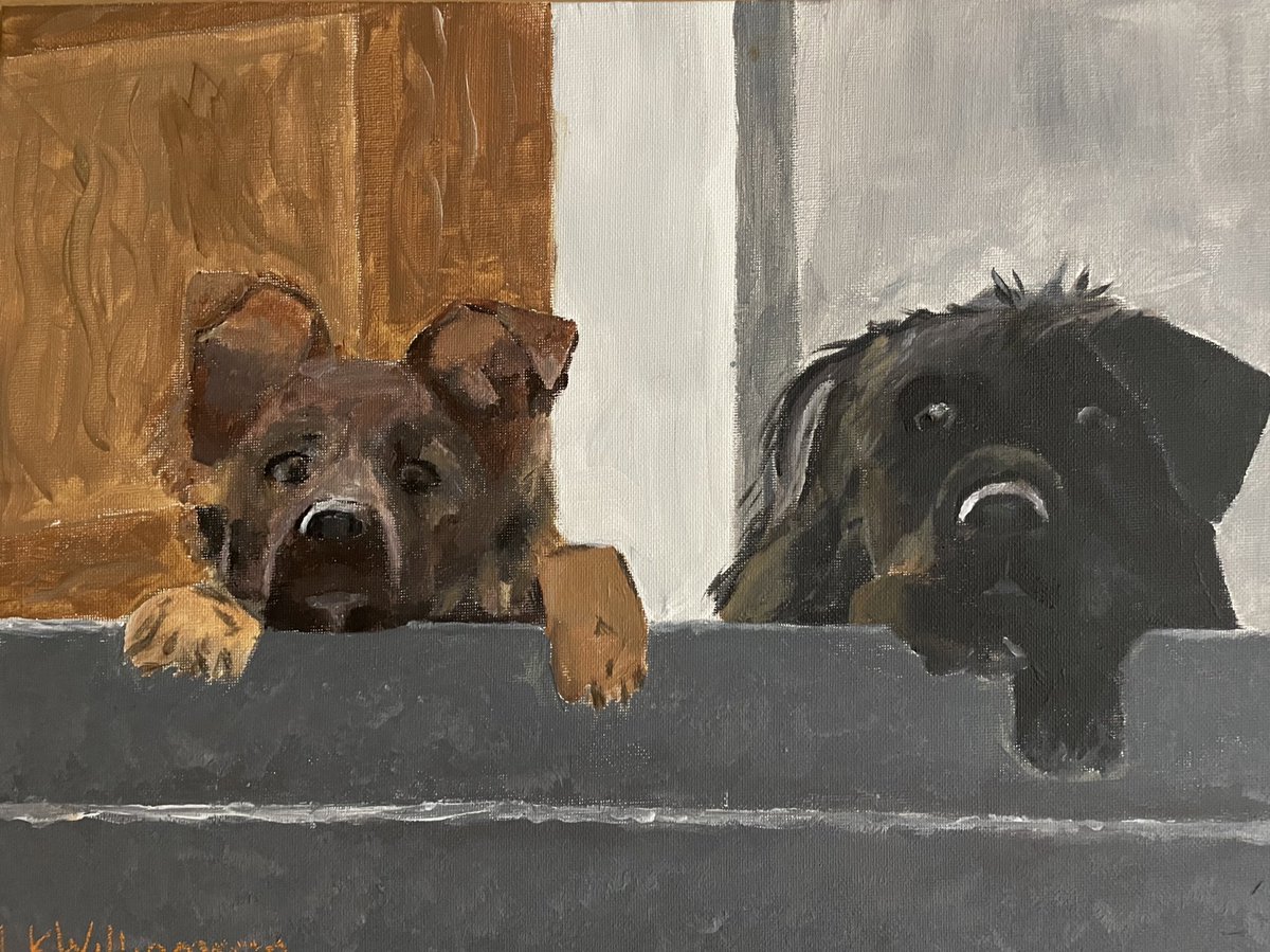 neep_art's tweet photo. Did a painting of our dogs for my mum’s birthday 🐕🐕‍🦺

Acrylic on canvas, 30x40cm, 16/12/21 https://t.co/XJ5zIiqrdh