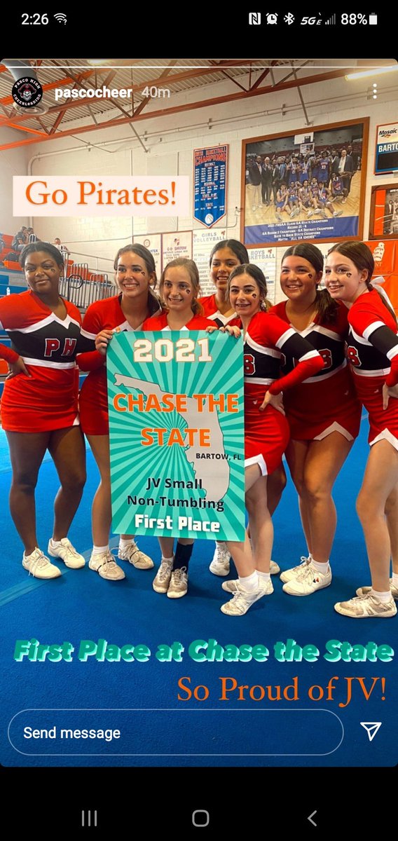 PHS_Principal's tweet photo. Congratulations Pirate Nation JV Cheer! #Champions #PHSPride https://t.co/jBroSbFEN1