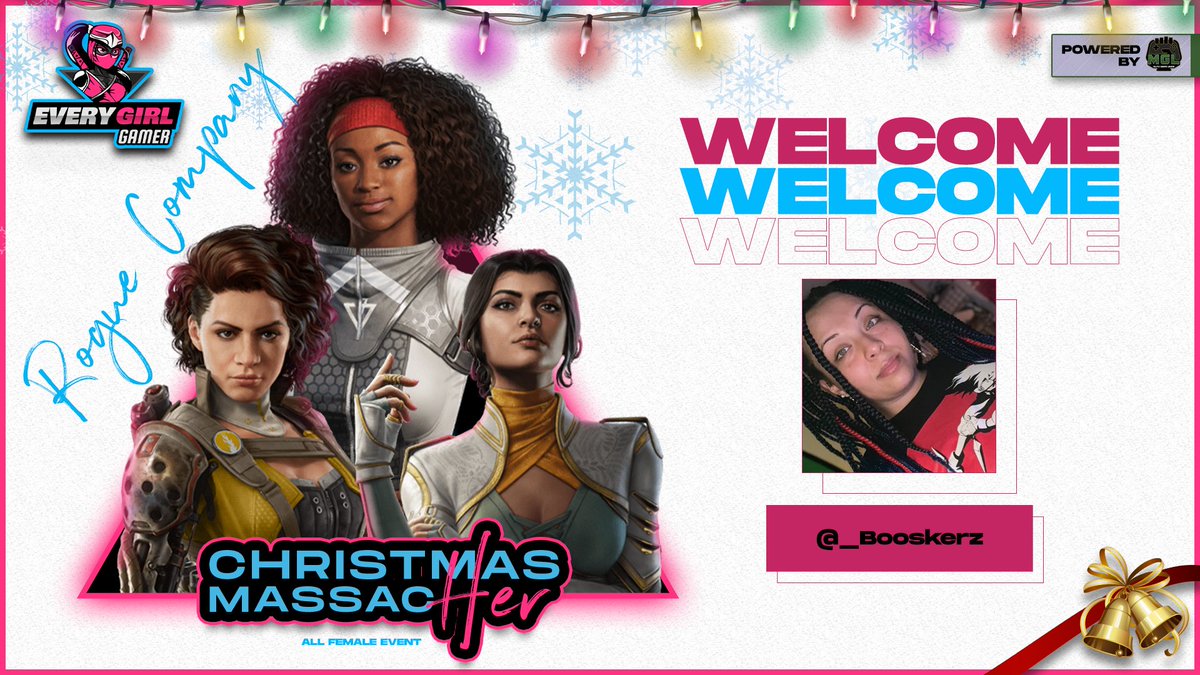 We have our teams for the Christmas MassacHER Tournament by <a href="/MilitiaLeague/">Militia Gaming League</a> !

Team 2 includes;

<a href="/vvs_Starr/">Starryana💋</a>
 
@mamicitaaattv
 
<a href="/gummybearvomit/">ash</a>
 
<a href="/_Booskerz/">GamerBoo 👾</a>

Please meet in the discord and get your warmup in! Good Luck!

we will be live at 4PM ET  on twitch.tv/EveryGirlGamerr