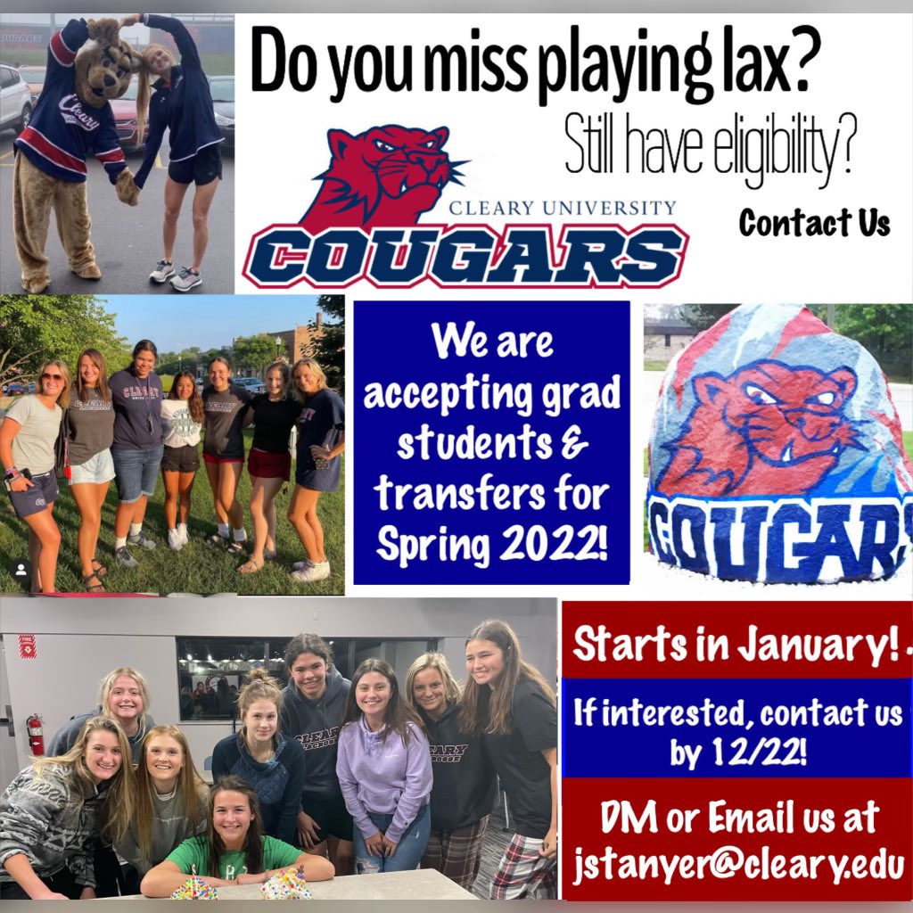 ClearyWLAX's tweet photo. Less than a week left to learn what scholarship offers are available to join us in January. DM today to learn more, application link is in our bio! Grad students and transfers welcome! Indoor practice and flexible scheduling available! https://t.co/x45A37lfba