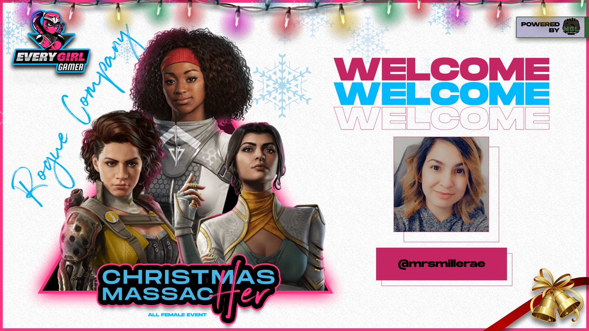 We have our teams for the Christmas MassacHER Tournament by <a href="/MilitiaLeague/">Militia Gaming League</a> !

Team 5 includes;

<a href="/abbielou1971/">WifeParker01</a>
 
<a href="/allysnotdead/">ally</a>
 
@cyanid3bunny
 
<a href="/mrsmillerae/">MrsMillerae</a>

Please meet in the discord and get your warmup in! Good Luck!

we will be live at 4PM ET  on twitch.tv/EveryGirlGamerr