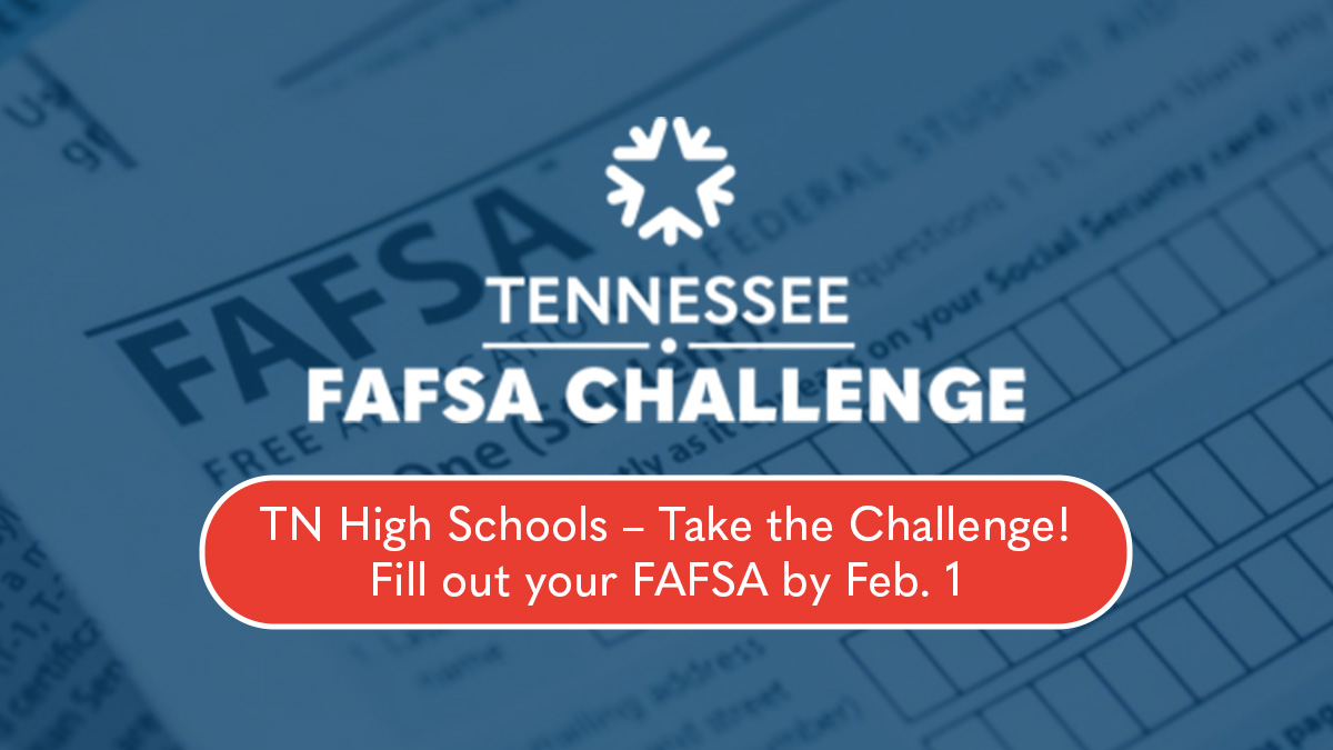 Tennessee High Schools! Take the #TNFAFSA Challenge to boost FAFSA completion and open the door to scholarships, grants and financial aid for more students! Learn more about the Challenge here! collegefortn.org/tn-fafsa-chall…