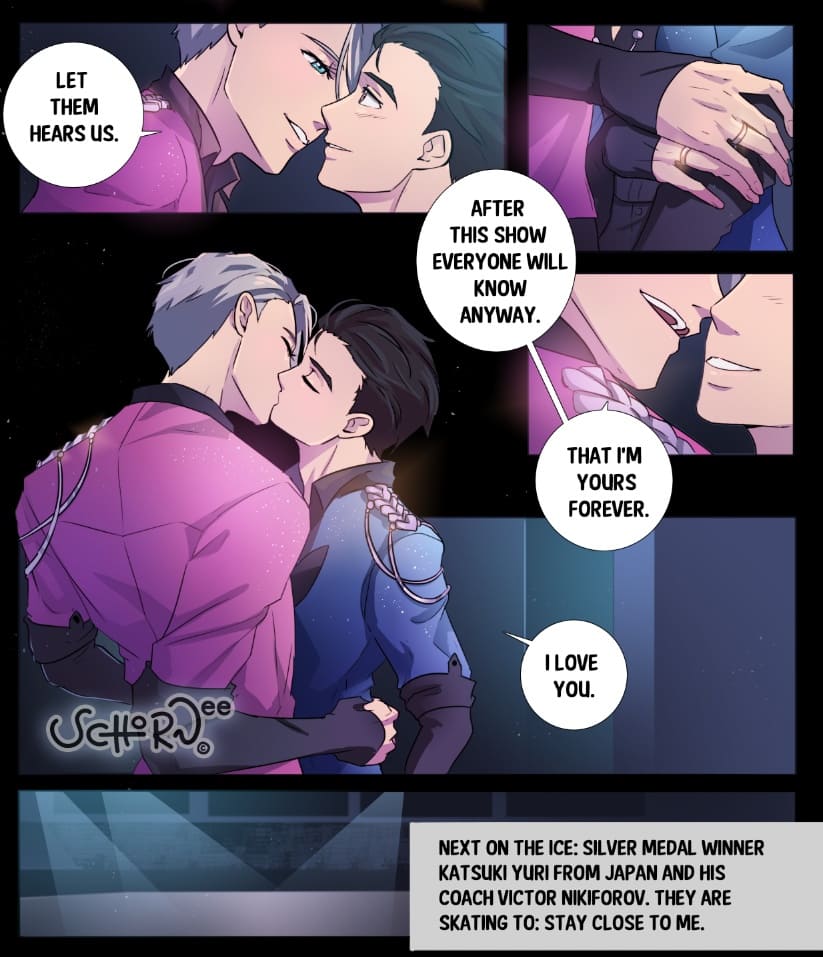 I have no idea how many times I have drawn these two. But I can not get enough of them 

This is how I imagine the scene before the end performance.

#YuriOnIce #victuuri 