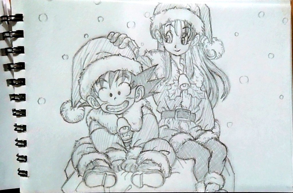 模写 #ドラゴンボール #ブルマと孫悟空 #クリスマス #サンタ