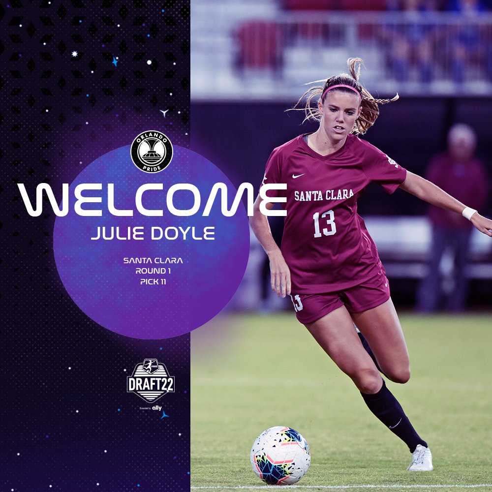 With the 11th pick in the 1st Round of the 2022 #NWSLdraft, the Orlando Pride selects Julie Doyle of Santa Clara. #AdAstra