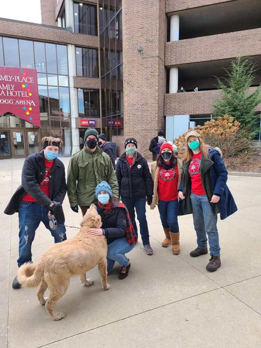 SWMIDSA's tweet photo. DSA at Bernie Sanders’ Kellogg’s strike solidarity rally yesterday in Battle Creek! https://t.co/Eokgr4ZAaJ