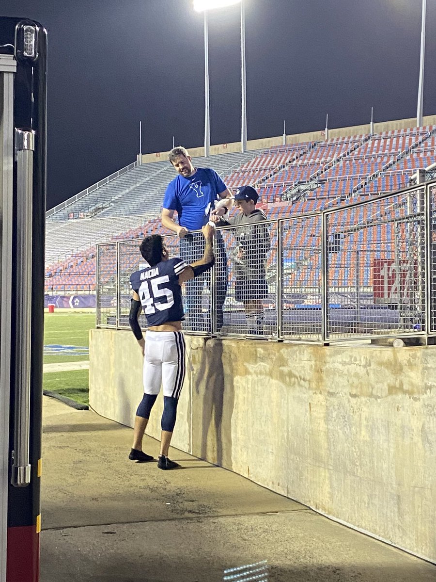 Great season boys. He could have been feeling sorry for himself, but watching @lionel_nacua come back out of the lockerroom to give his gloves to the kid who waited and waited until everyone was gone just to see him…love he came here and this team #ThisIsY @BYUfootball #GoCougs