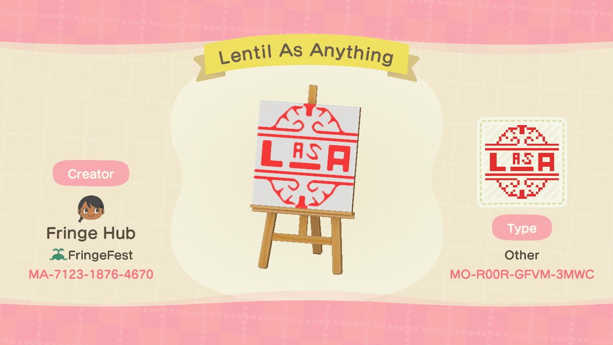 We're back on Twitch today at 3pm AEDT doing some major refurbs to the #ACNHFringe plaza! A hint: our tribute design to Melbourne mainstay @Lentilasanything !

Code: MO-R00R-GFVM-3MWC

Watch live: twitch.tv/acnh_fringe

#AnimalCrossing #ACNH #ACNHDesigns