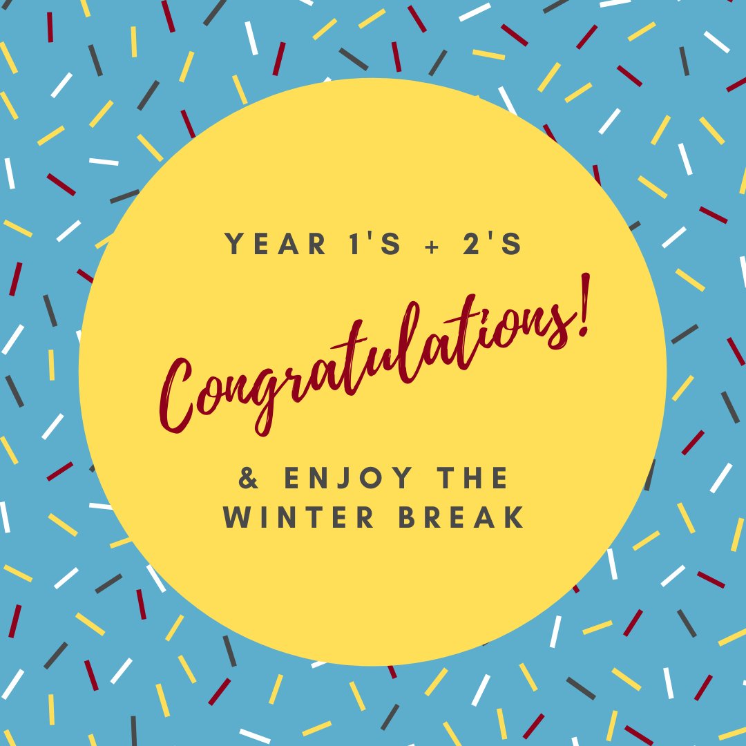 Congratulations Year 1's and 2's on completing your placement this December! 🎉 We hope that you take the next two weeks to rest, recuperate and feel refreshed for the new year! 💙 Stay healthy and follow local public health guidelines over the break!