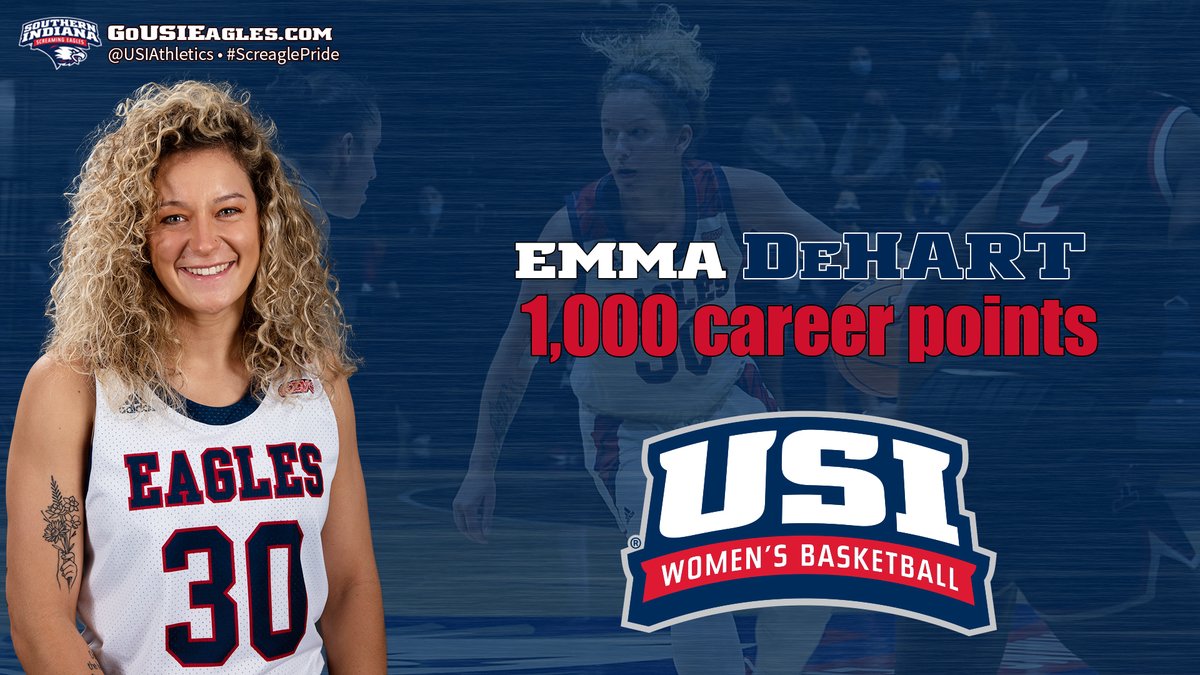 🚨MILESTONE ALERT!🚨 Emma DeHart reaches 1,000 career point plateau as <a href="/usiwbb/">USI Women’s Basketball</a> surges to 49-36 halftime lead over West Texas A&amp;M. DeHart has 13 pts to lead #GoUSIEagles. She is 19th player in program history to reach 1,000 career pts #GLVCwbb <a href="/USIedu/">University of Southern Indiana</a>