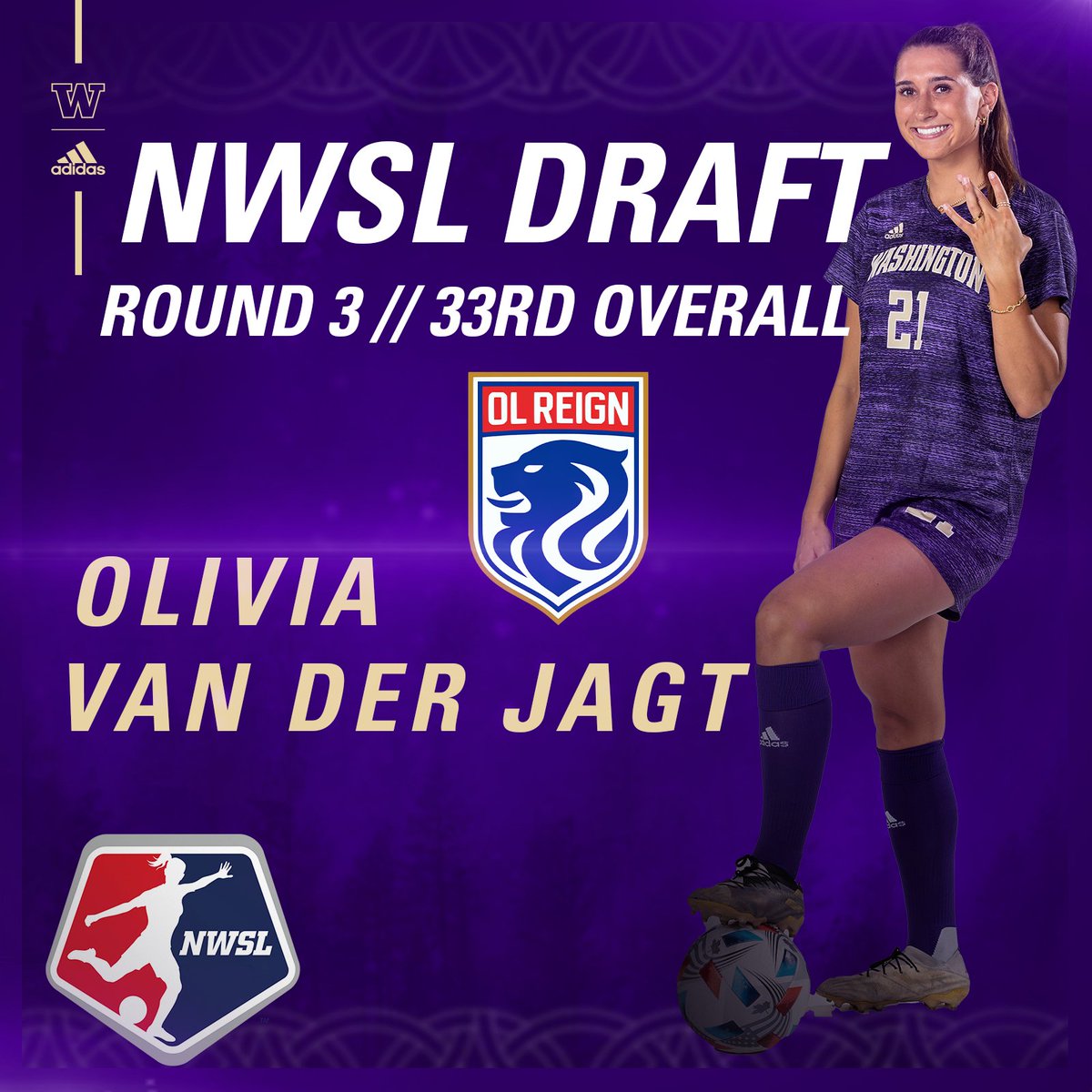 LET'S GO OLO!!

<a href="/oliviavdj/">Olivia Van der Jagt</a> has been selected by @OLReign in the 2022 NWSL Draft!!

#GoHuskies