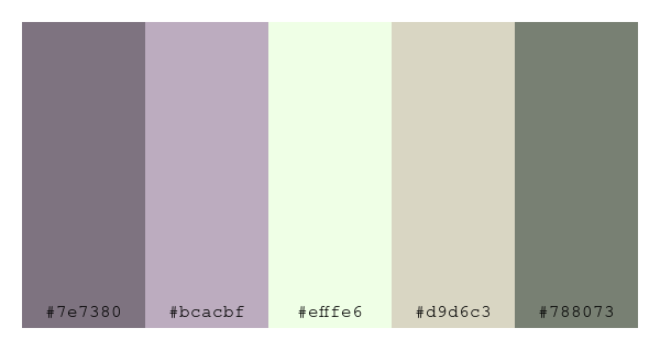 ColPaletteBot's tweet photo. Beep beep, here's a pretty color palette for you!
color-scheme.js parameters used:
- hue: 308
- variation: pale
- colors: #7e7380, #bcacbf, #efffe6, #d9d6c3, #788073
Have a lovely evening!
#twitterbot #colorpalette #colors #palette #prettycolors https://t.co/3UNC58mav0