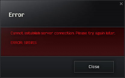 VividCoalition's tweet photo. Anyone else getting this... :( #error106015 #battlestategames #escapefromtarkov #1212isamess https://t.co/SLrYqvIG5v