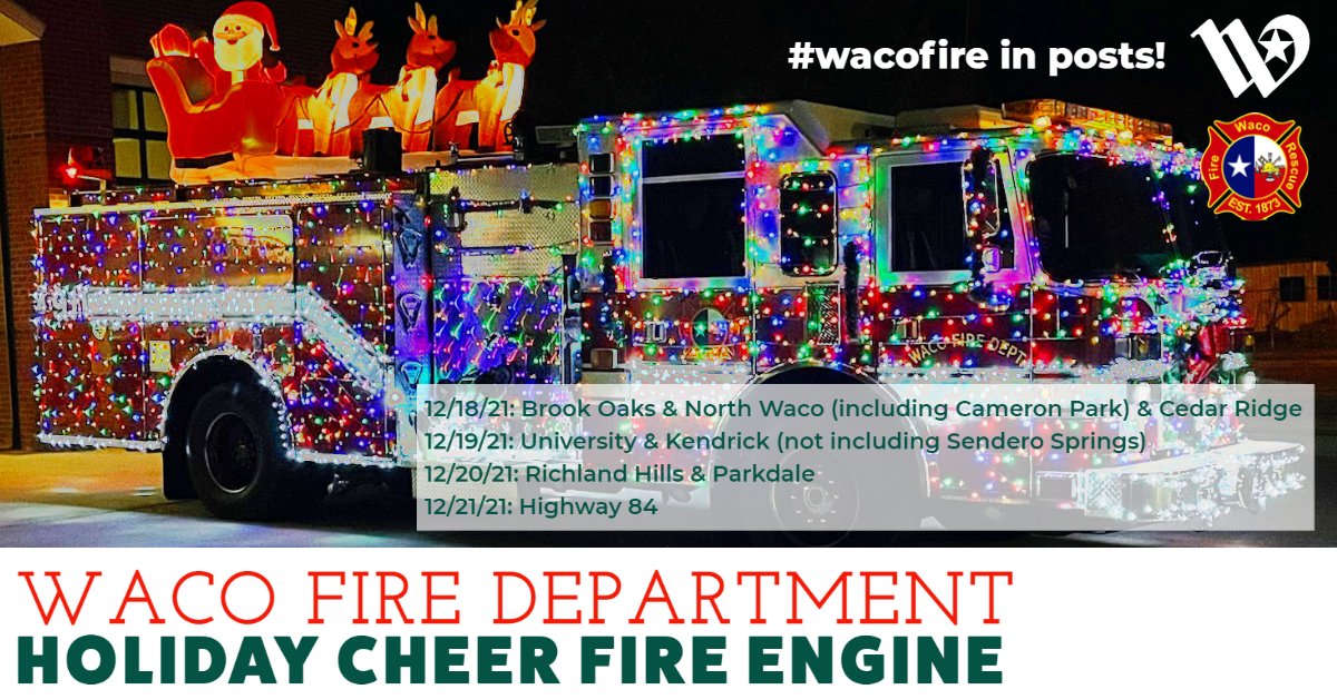It's ready to roll, Waco! Remember, schedule, neighborhoods &amp; GPS posted online. TAG sightings w/#wacofire &amp; get out there &amp; wave! Have patience, fire crews try to cover every street in the neighborhood. All info: ow.ly/UP3V50GUJoN