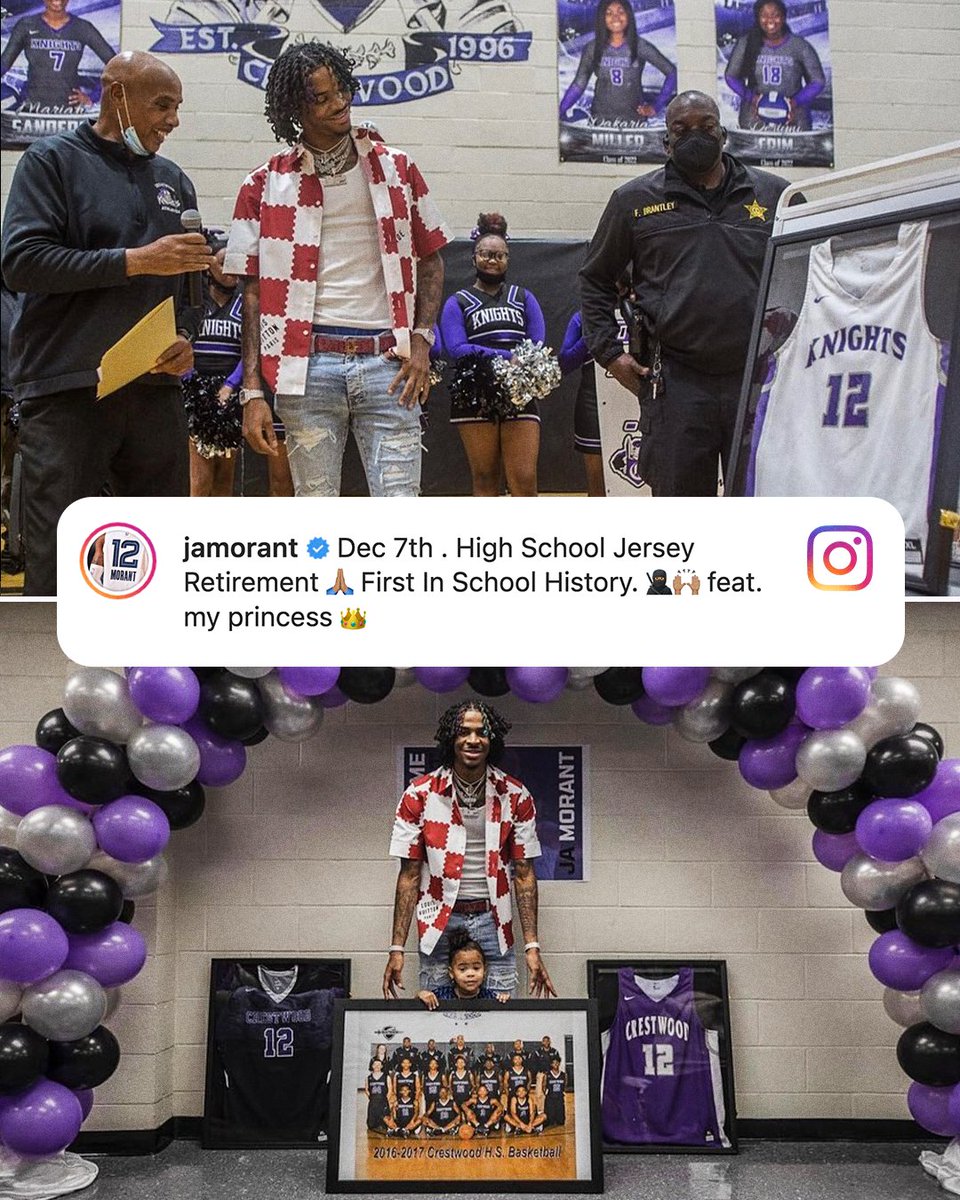 ESPNNBA's tweet photo. .@JaMorant had his high school jersey retired earlier this month 👏 https://t.co/J4vT9XEvXi