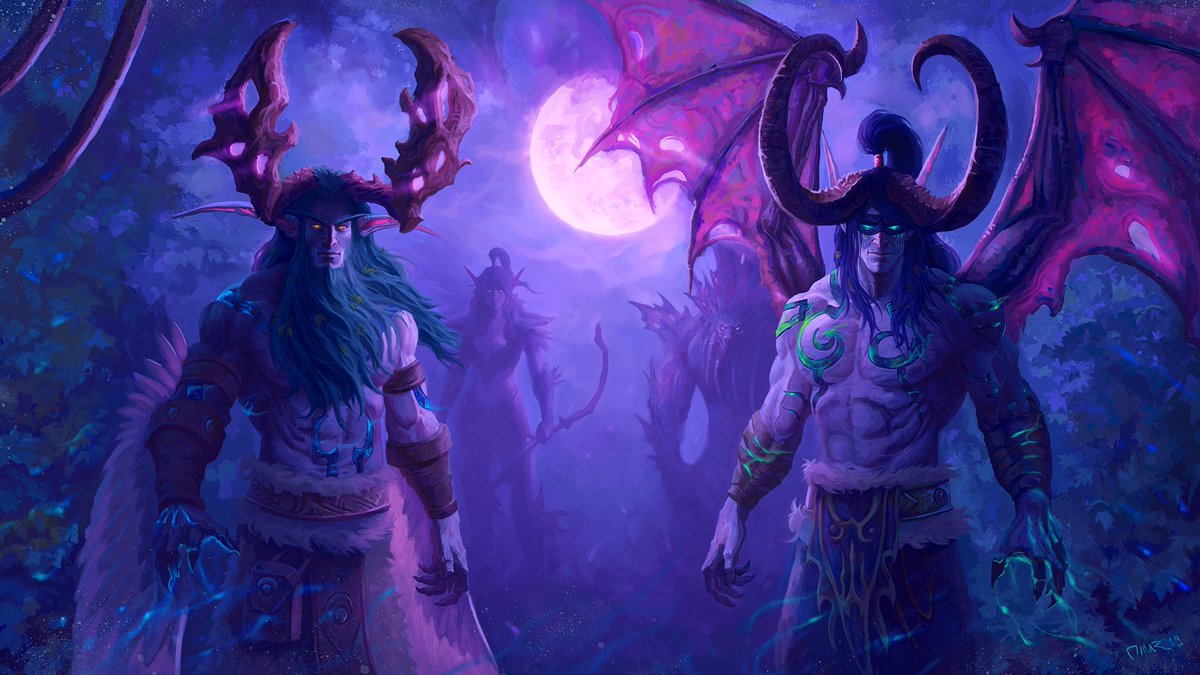 "The Brothers Stormrage: Reforged."
A personal piece I remade a couple of years ago in anticipation of Warcraft III: Reforged before we knew it was a dumpster fire. The earlier version was made back in 2012.
#WorldofWarcraft #FanArt #NightElf #Illidan #Malfurion #Stormrage