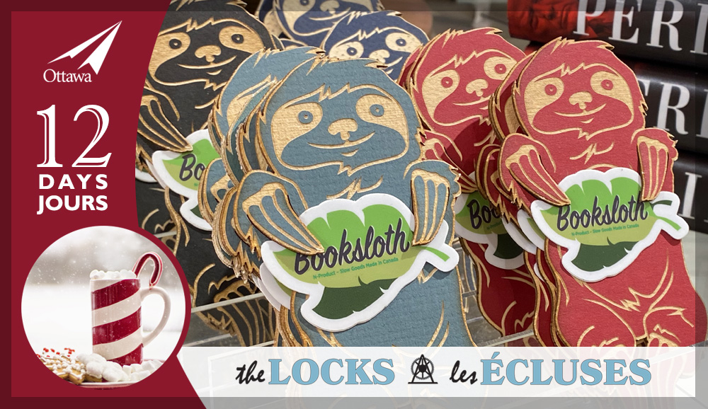 Travelling this holiday season? If you need to pick up a gift, stop by The Locks and check out our locally-made products like <a href="/N_Product/">N-Product</a>’s #sloth bookmark, perfect for the avid or s-l-o-w reader on your list.

#12DaysOfChristmas #YOW #Ottawa #BuyLocal #Christmas #BuyLocalOttawa