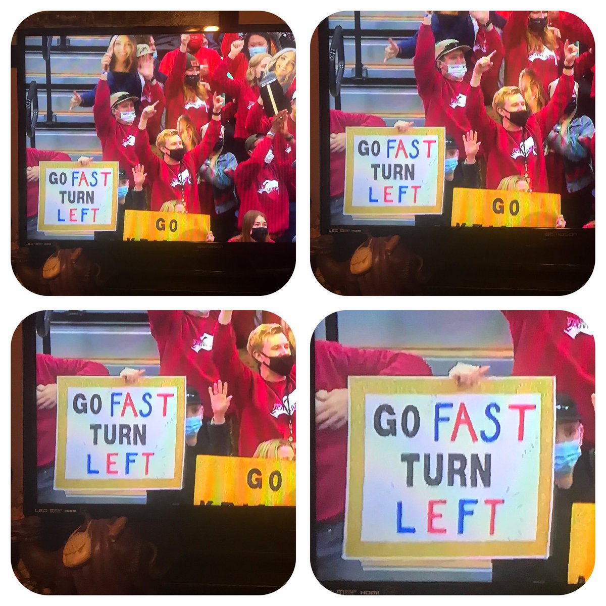 coachhinckley's tweet photo. I was watching some speed skating tonight… I saw a sign that made me really excited about track season with #FOTeamDistance!!!
(Even though they misquoted me)
#RunFastTurnLeft https://t.co/BdYuuOTHbq