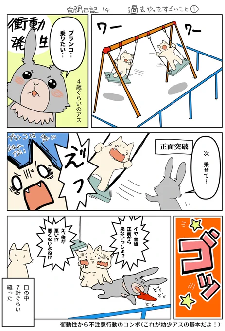 #自閉日記 17 
今回は特別更新してた武勇伝とまとめました。
語り出すとキリがないので診察室の場面に戻ります。
リフトの話は相当引いてた。ただ、これだけで診断下りることはなかったです。次回から検査→診断までを描きます!
#コルクラボマンガ専科 #アスの毎日絵日記 
