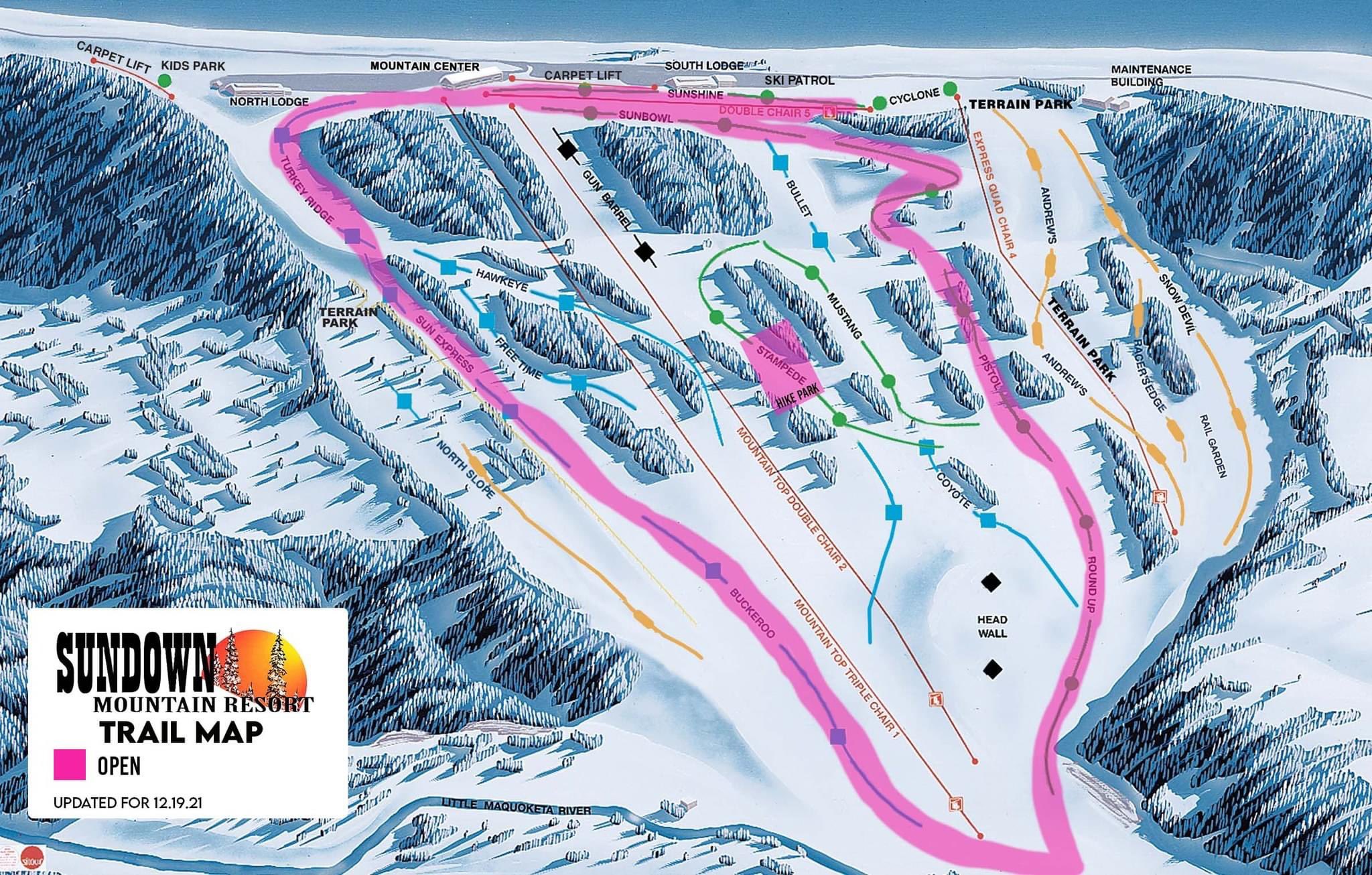 Chestnut Mountain Resort Map تويتر \ Sundown Mountain Resort على تويتر: "Updated Trail Map For Tomorrow!  A Hike Park Will Be Set Up On Stampede With Terrain Park Features (Tbd). We  Have Also Extended Our Early