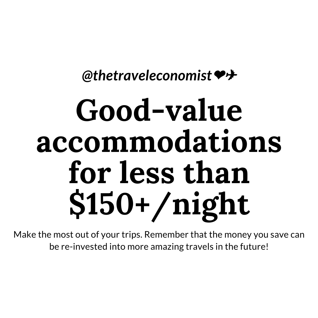 Make the most out of your trip! Follow @thetraveleconomist for beautiful and good-valued accommodations around the 🌎 for less than $150/night 😃💰✈️🏘️ 
.
#placetostay #hotelreview #hotelviews #hotelgoals⁠
#wheretogonext #cheaptravel #travelforless⁠ #budgettravel #budgettrip