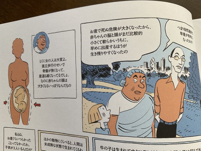 「なぜ人間の赤ちゃんは他の動物と比べて、未発達な状態で生まれてくるんだろ?」って薄っすらずっと思ってたんだけど。こう言うことらしい 