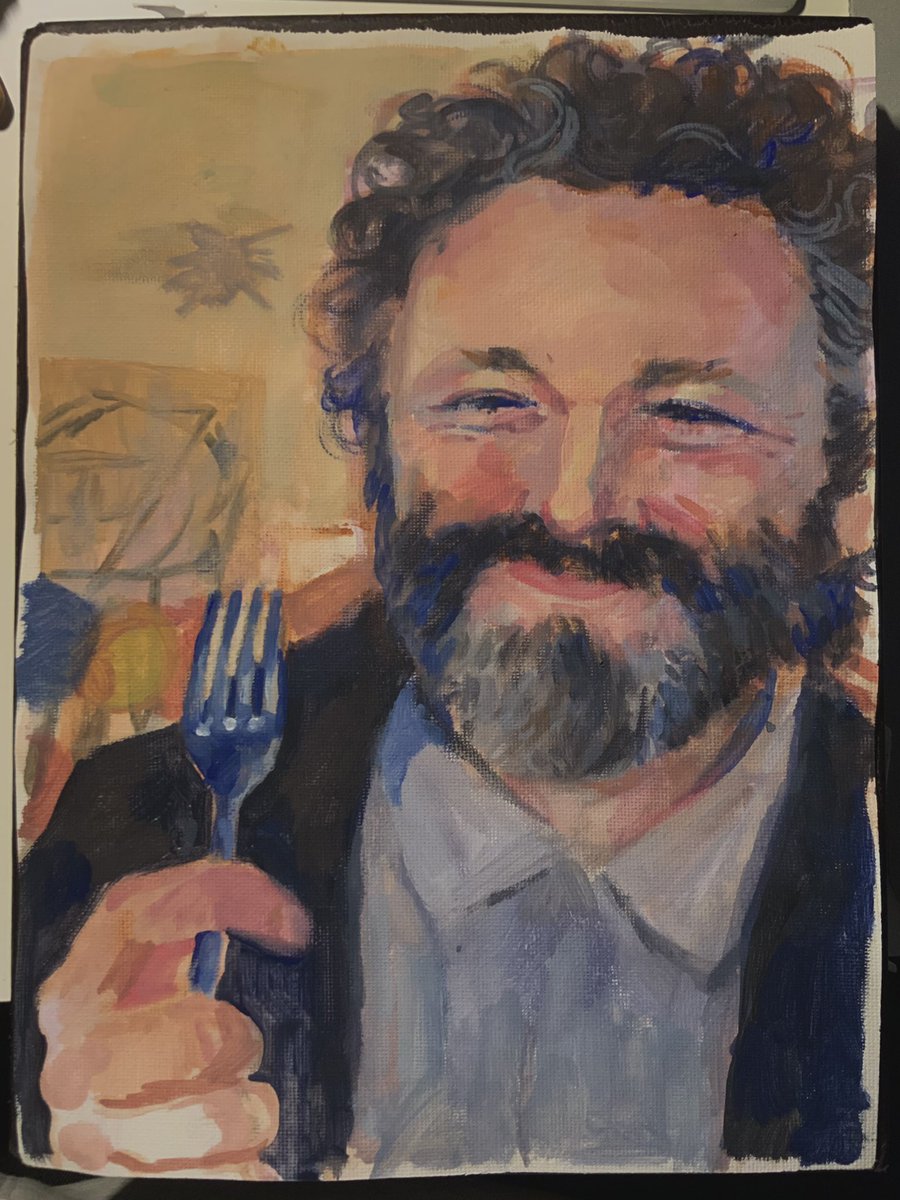 punkint0es's tweet photo. beware hes got a fork #painting #acrylic #fanart #MichaelSheen #fork https://t.co/hlItfp7Cvs