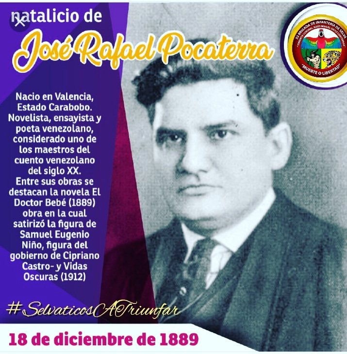 53Brinfs's tweet photo. 📣 #Efemerides 📅 •|| El 18 de Diciembre de 1889 en Valencia Edo. Carabobo, el escritor, novelista y político Venezolano, Jose Rafael Pocaterra uno de los maestros del cuento venezolano del siglo XX. ||•
#selvaticosatriunfar https://t.co/OtCprgK7ux