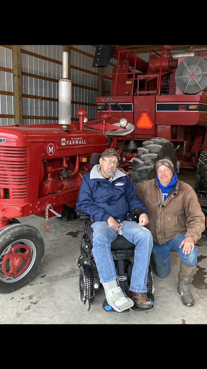 The only two pieces of machinery left after my buddies sale. The combine will head north in a couple days, the M I bought and it will stay in his shed until the ALS will no longer allow him to be  outside , don’t want him looking at an empty barn