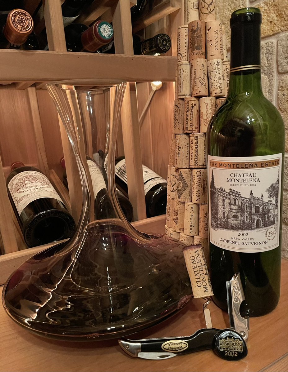 Tonight it’s an old favorite. #ChateauMontelena Estate Cabernet (2002). Perfect for pizza and a quiet movie night at home. Cheers all! #NapaValley #Wine