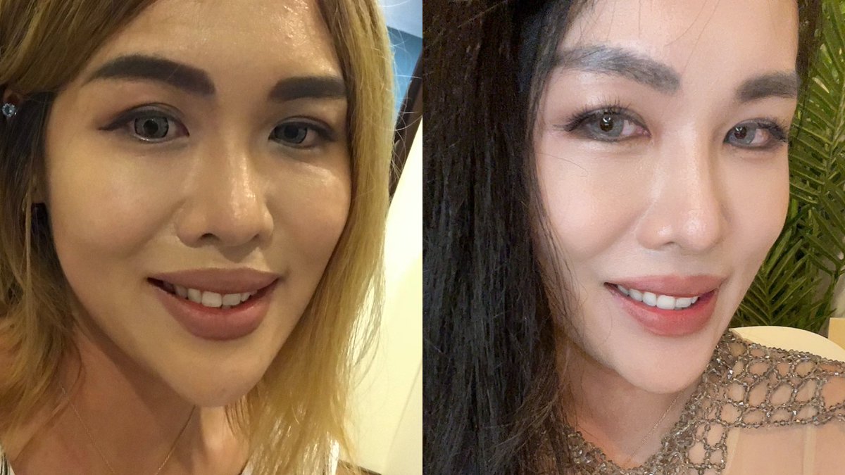 Side by side comparison in the switch from Kylie to Korean inspired makeup. 😮