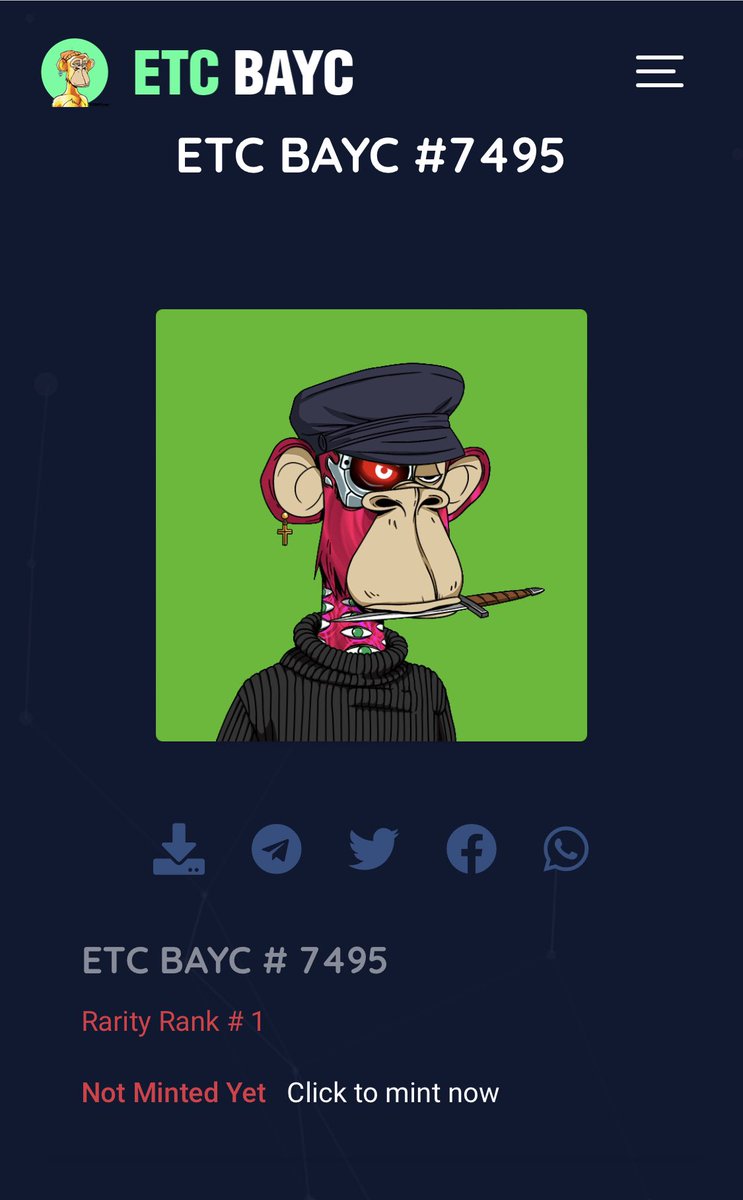 We’re at literally 5,000 mints and this No.1 ranked card hasn’t been fount, Along with loads of other High ranks. Try your luck at etcbayc.com RT ♻️ &amp; Like 💚 🦍🦍
