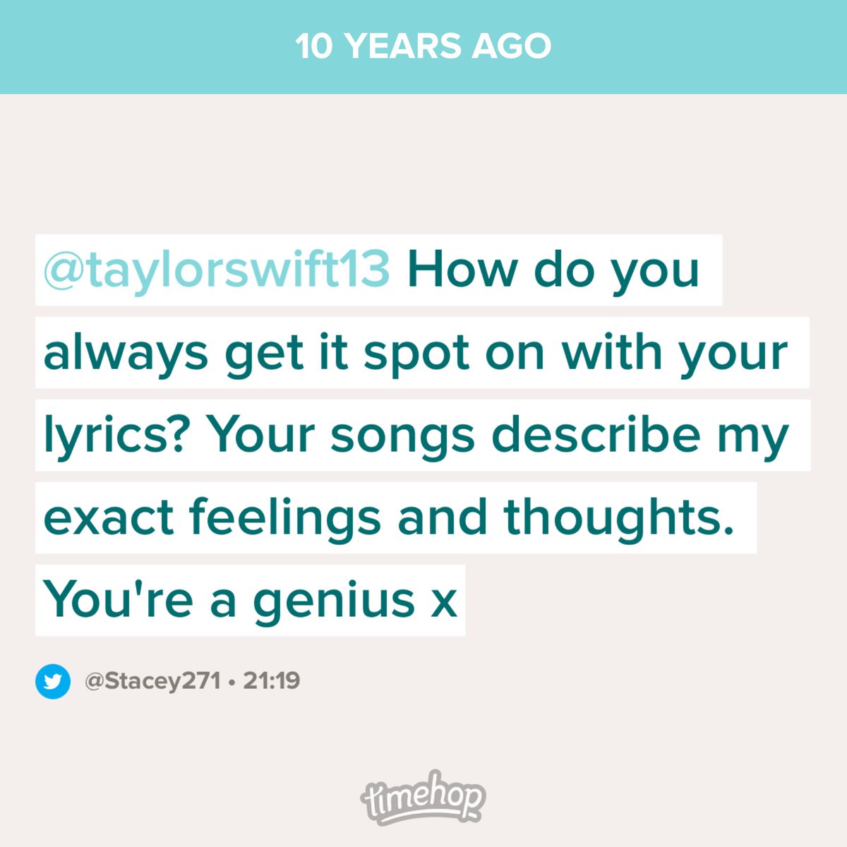 10 years on, I’m thinking the exact same thing as I listen to the most perfectly relevant Taylor song on repeat for the entire tube journey
