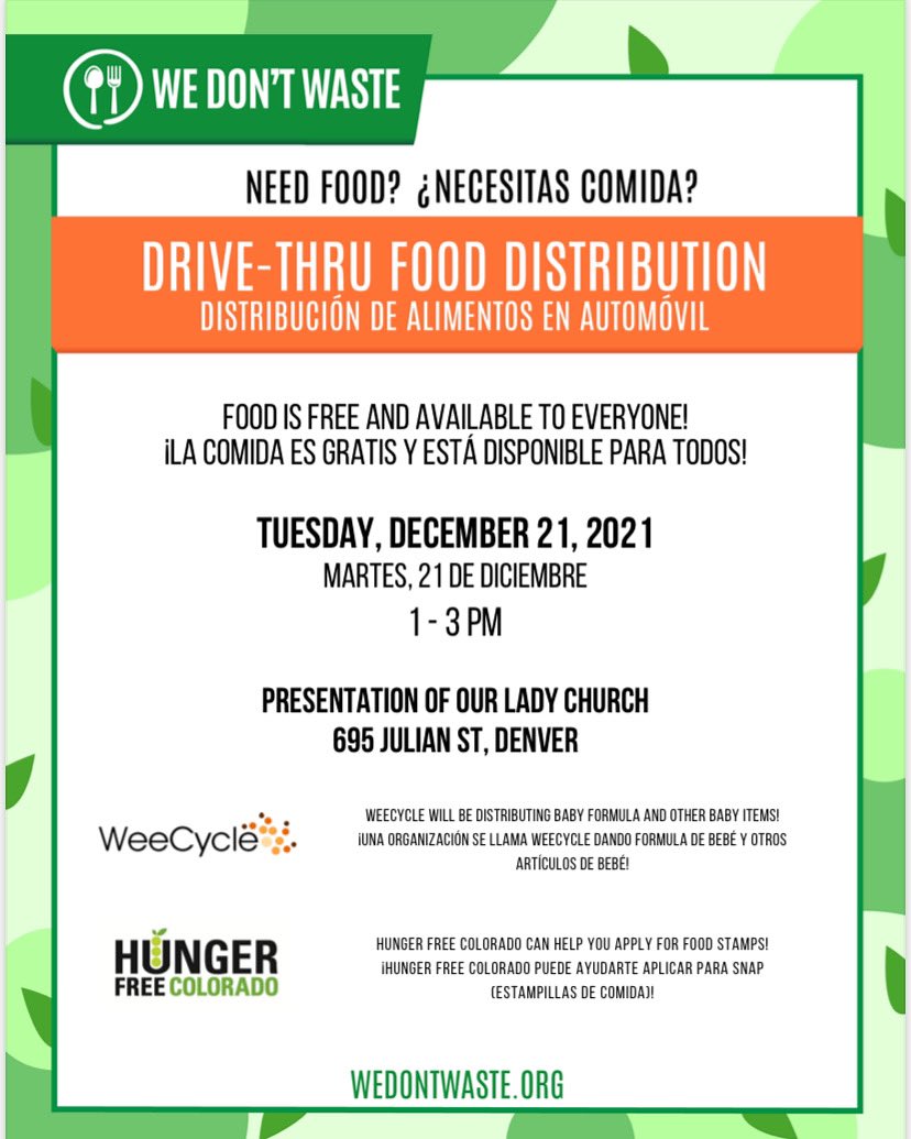 KS1075's tweet image. This Tuesday, Dec 21st! 

Time: 1-3pm

Be sure to get there early! 

Location: Presentation of our Lady Church, 695 Julian St., Denver ! 🧡 

@wedontwaste 

#KS1075 
#WeDontWaste
#Weecycle 
#KSCares