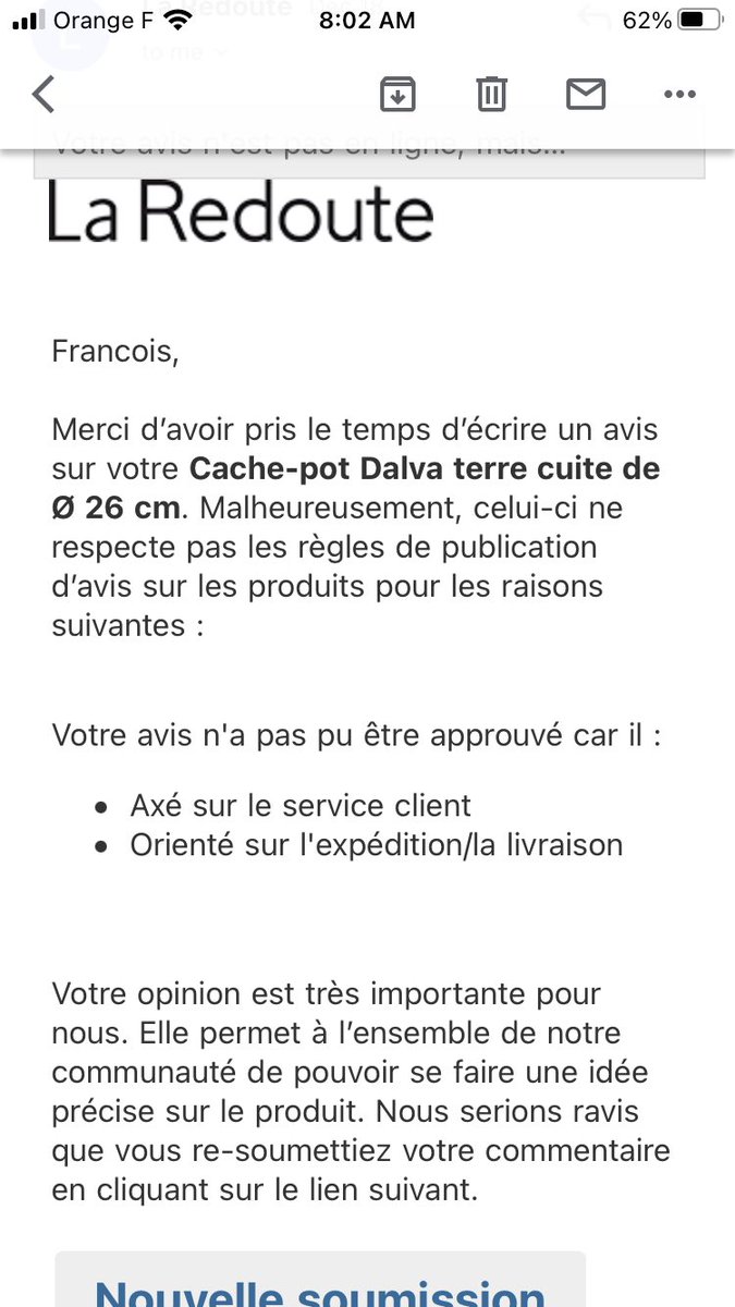 FOudot's tweet photo. N ayez aucune confiance sur les notes des produits sur @LaRedouteFr 
Comme vous pouvez le voir  @LaRedouteFr censure les avis négatif sur son site… https://t.co/FrgJXit55P